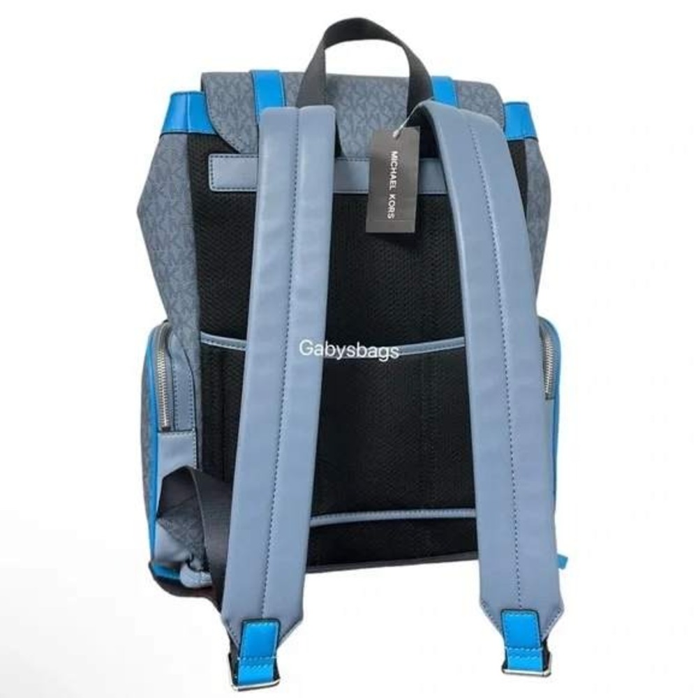 Michael Kors Cooper Denim Blue Utility Rucksack Flap Pocket‎ Large Backpack - Picture 7 of 16